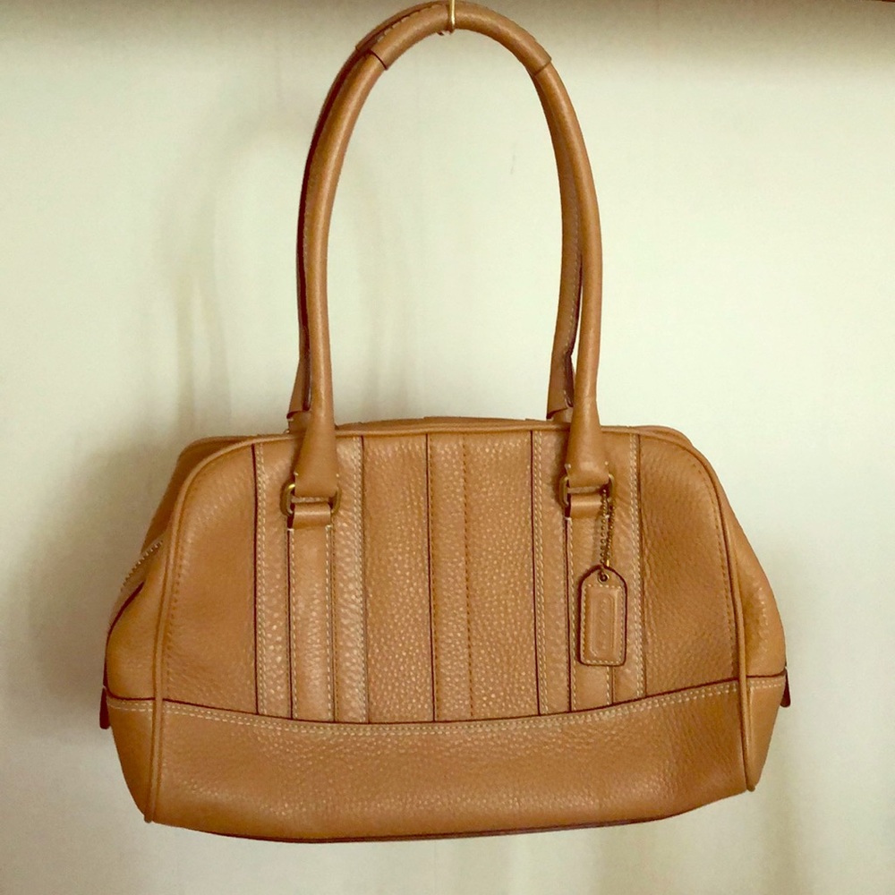 Coach Vintage Hamilton Satchel Tan Pebble Leather Shoulder Bag Y2K